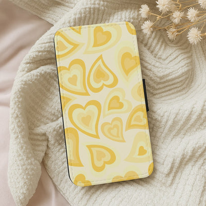 Yellow Hearts - Trippy Patterns Wallet Phone Case