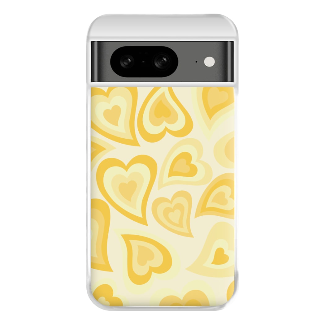 Yellow Hearts - Trippy Patterns Phone Case for Google Pixel 8