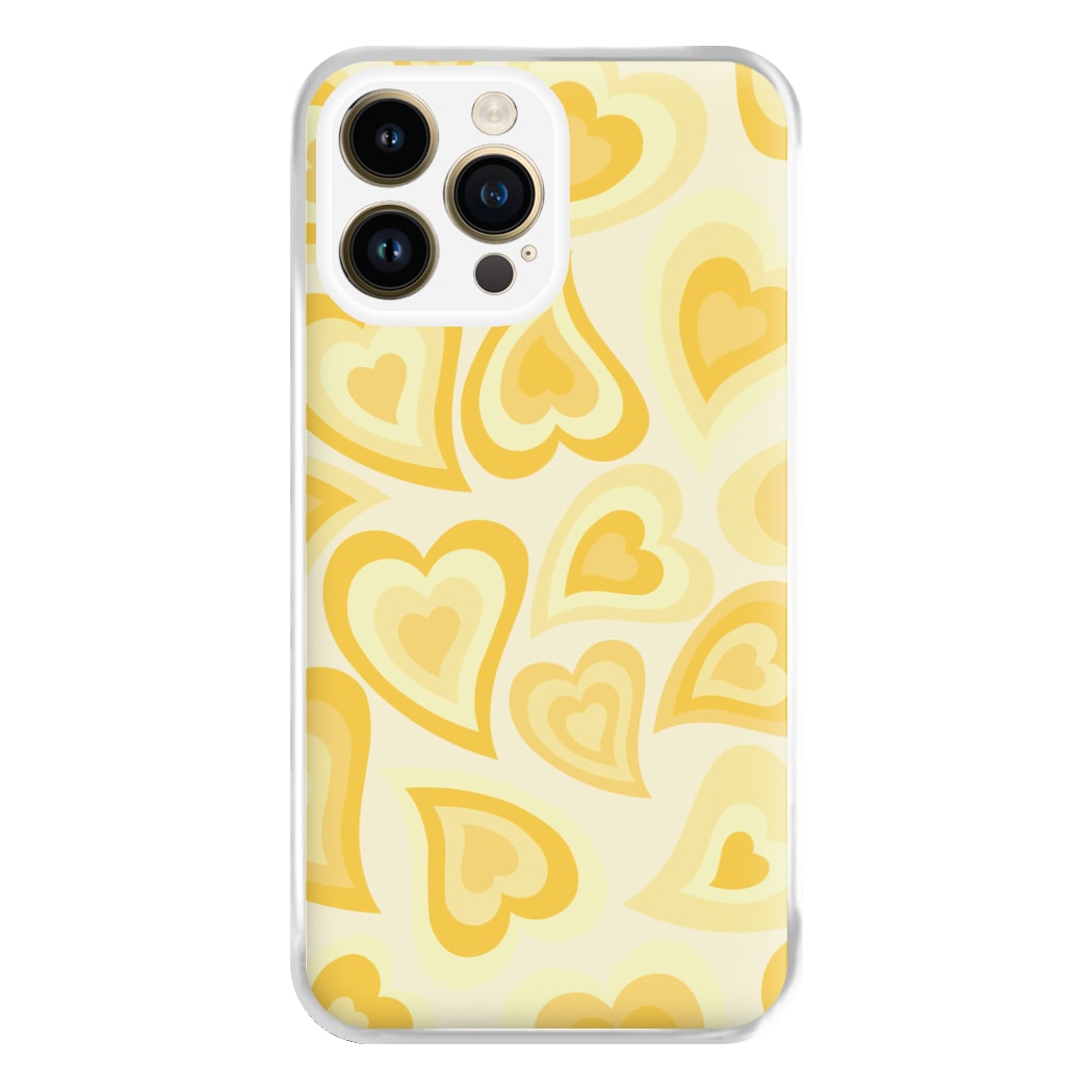 Yellow Hearts - Trippy Patterns Phone Case for iPhone 14 Pro Max