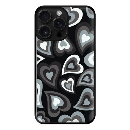 Black Hearts - Trippy Patterns Phone Case for iPhone 16 Pro Max