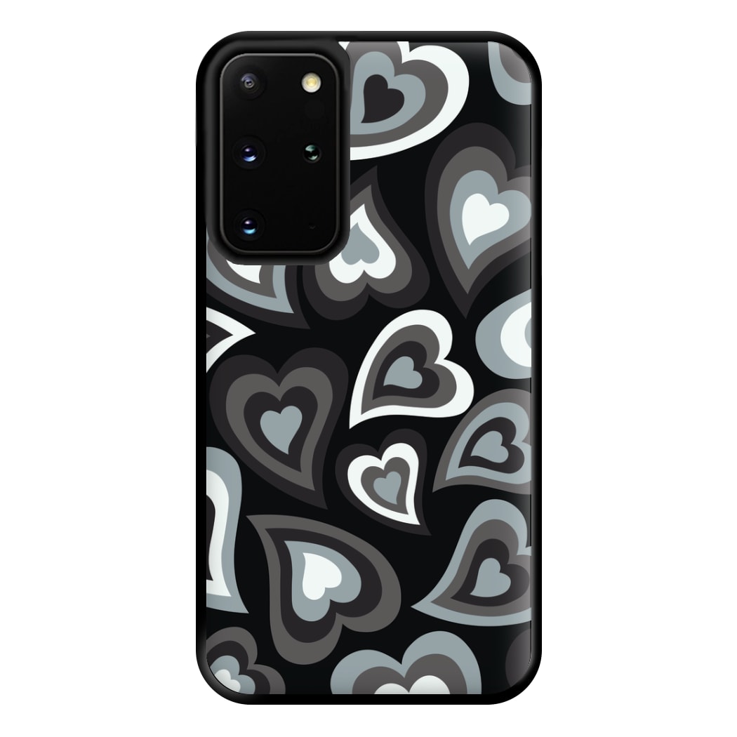 Black Hearts - Trippy Patterns Phone Case for Galaxy S20 Plus