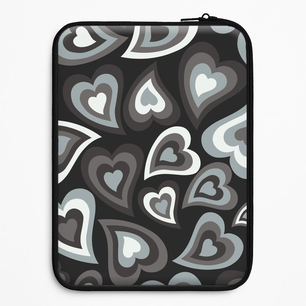 Black Hearts - Trippy Patterns Laptop Sleeve