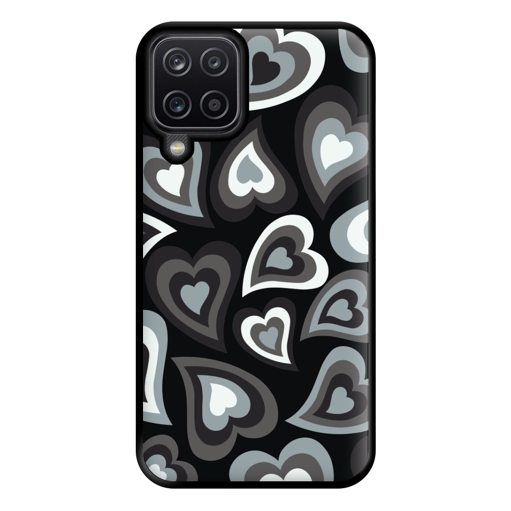 Black Hearts - Trippy Patterns Phone Case for Galaxy A12