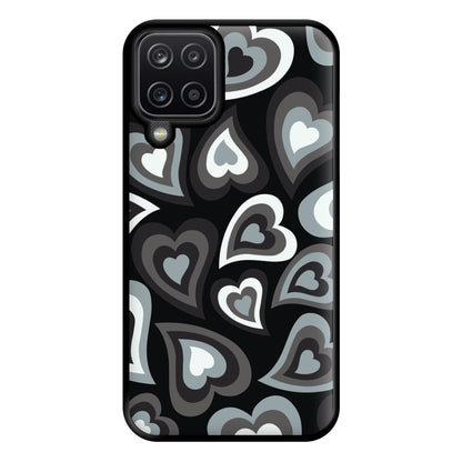 Black Hearts - Trippy Patterns Phone Case for Galaxy A12