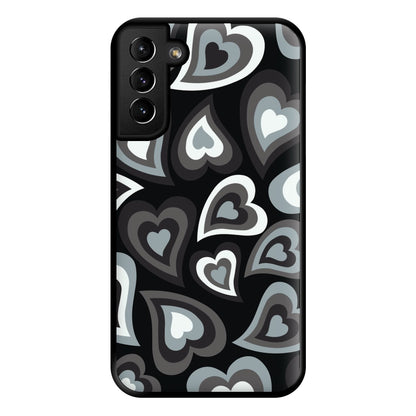 Black Hearts - Trippy Patterns Phone Case for Galaxy S21 Plus