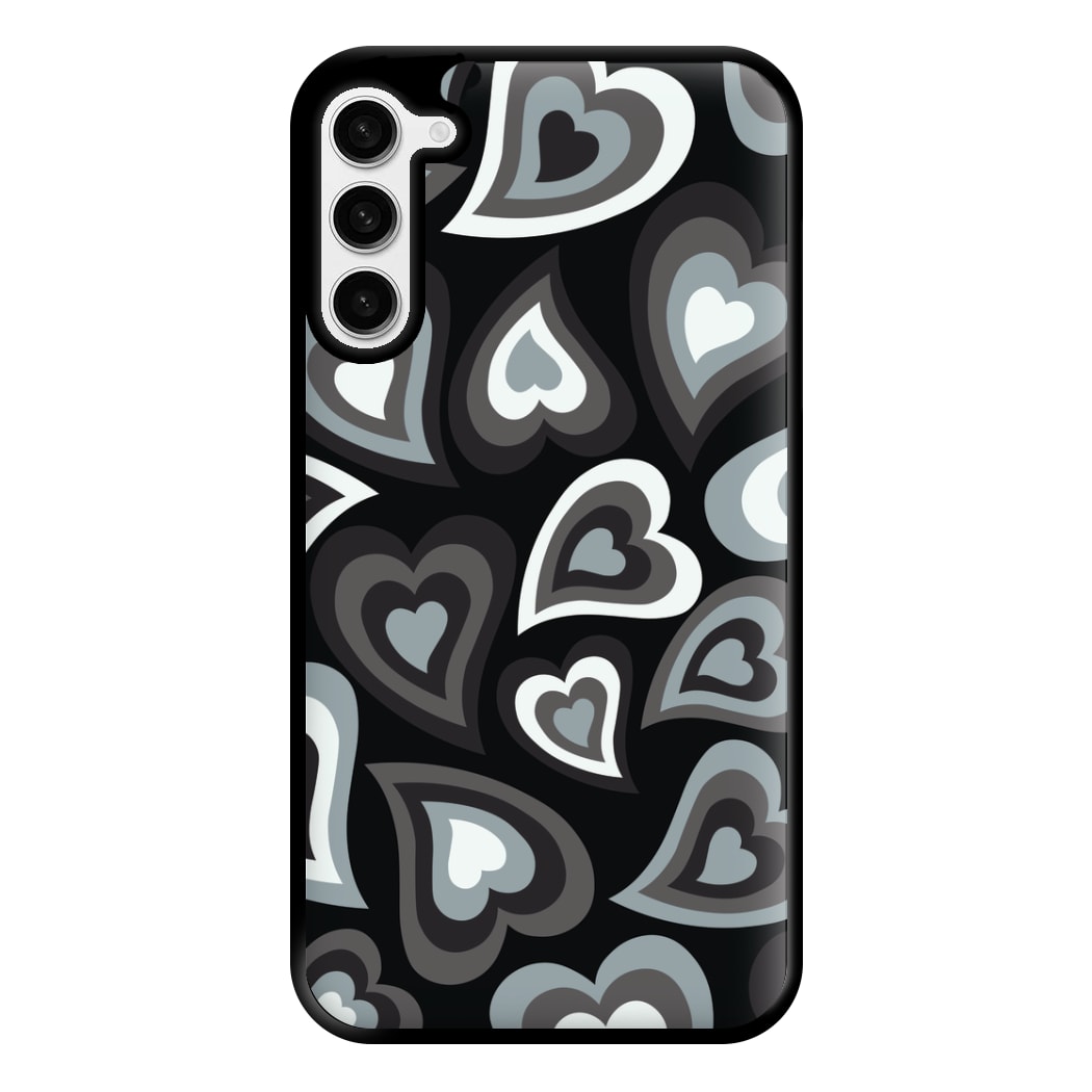 Black Hearts - Trippy Patterns Phone Case for Galaxy S23 Plus