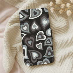 Black Hearts - Trippy Patterns Wallet Phone Case