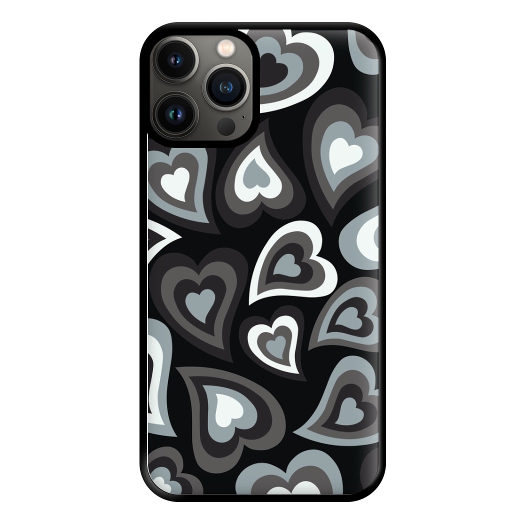 Black Hearts - Trippy Patterns Phone Case for iPhone 13 Pro Max