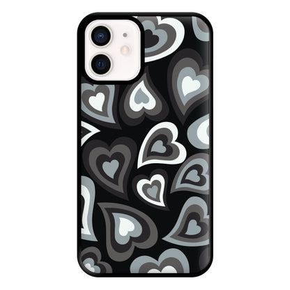 Black Hearts - Trippy Patterns Phone Case for iPhone 12 Mini