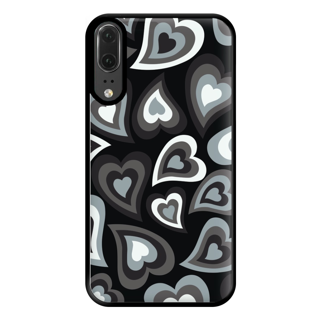 Black Hearts - Trippy Patterns Phone Case for Huawei P20