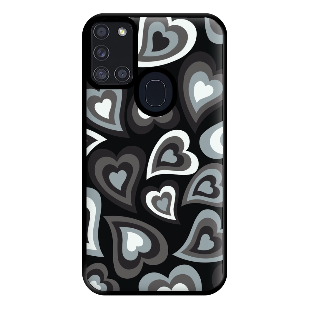 Black Hearts - Trippy Patterns Phone Case for Galaxy A21s