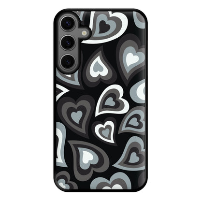 Black Hearts - Trippy Patterns Phone Case for Galaxy S23FE