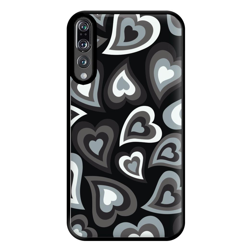 Black Hearts - Trippy Patterns Phone Case for Huawei P20 Pro