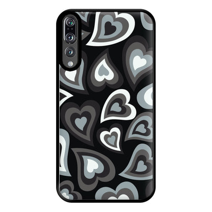 Black Hearts - Trippy Patterns Phone Case for Huawei P20 Pro