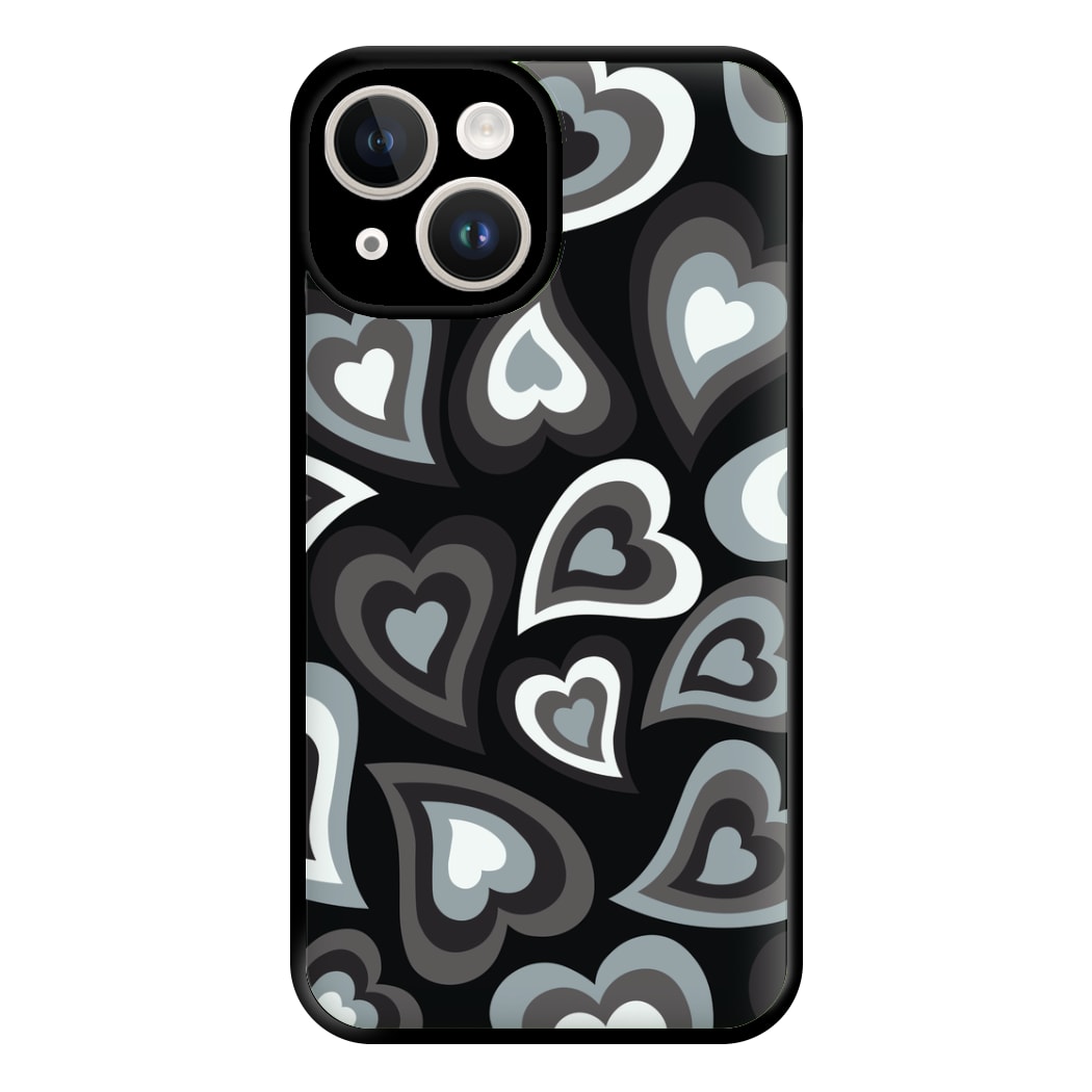 Black Hearts - Trippy Patterns Phone Case for iPhone 14