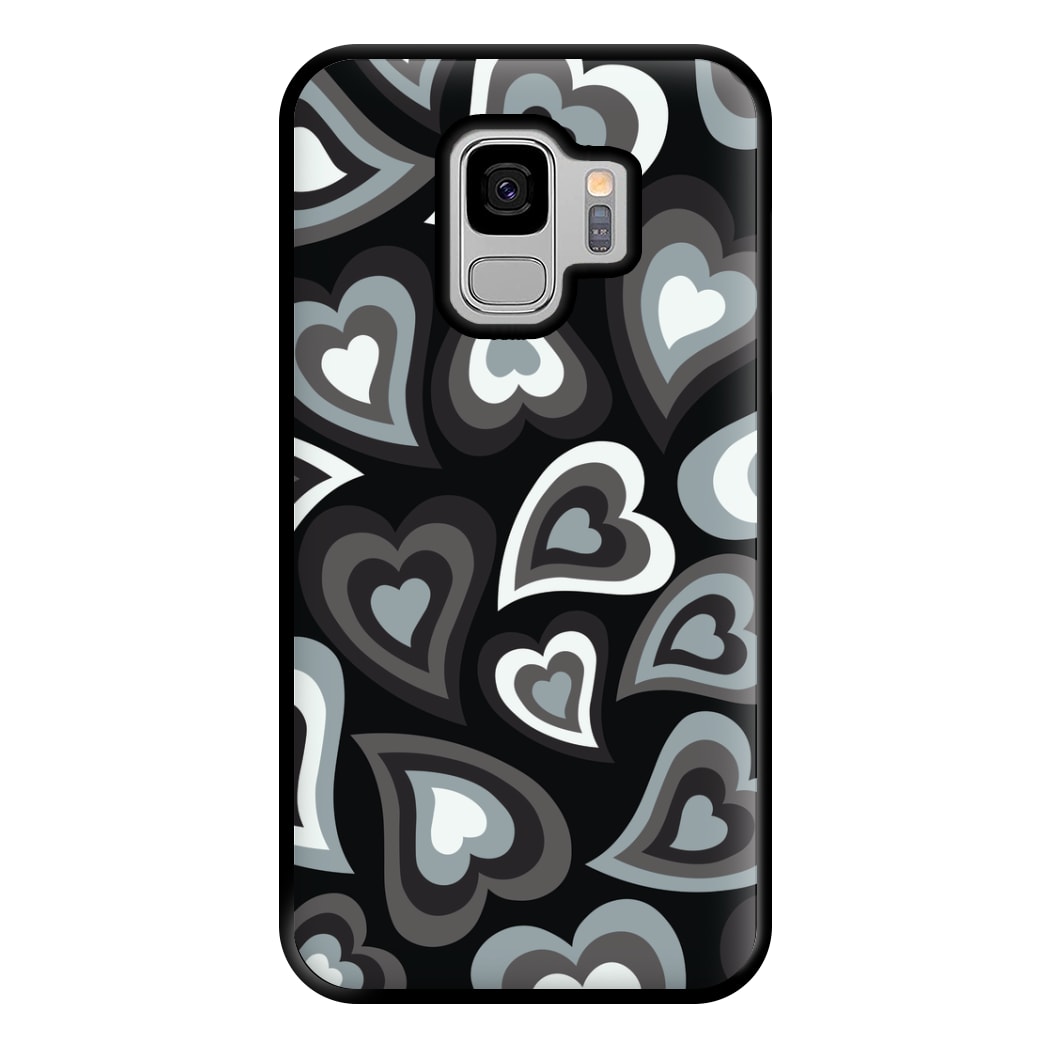 Black Hearts - Trippy Patterns Phone Case for Galaxy S9 Plus