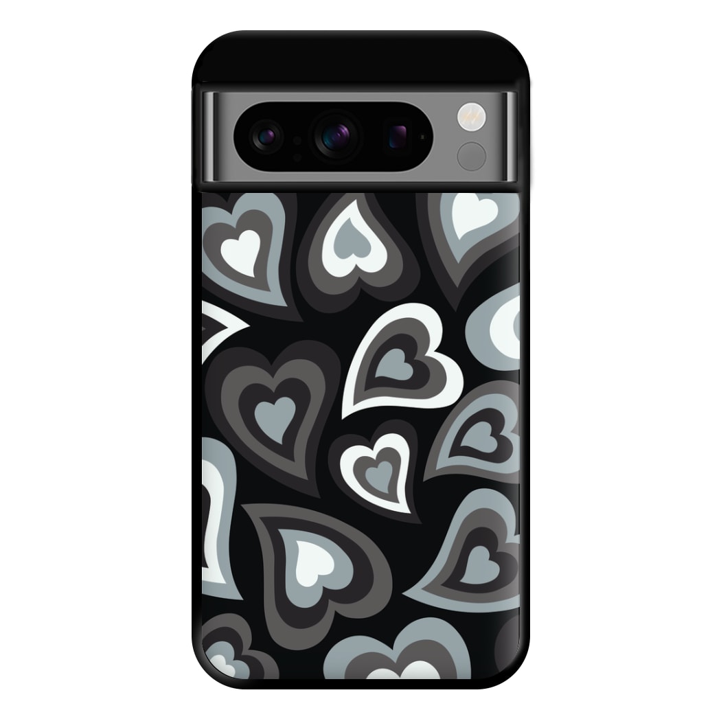 Black Hearts - Trippy Patterns Phone Case for Google Pixel 8 Pro