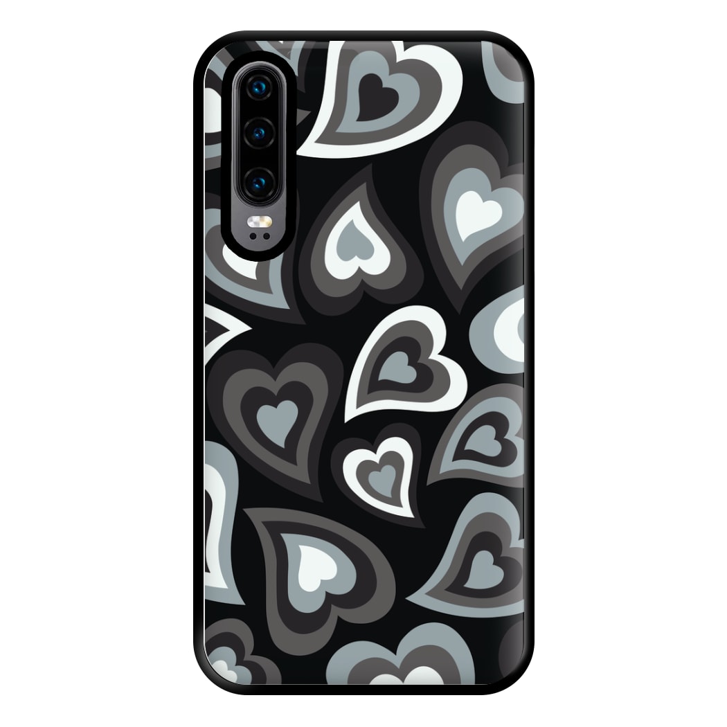 Black Hearts - Trippy Patterns Phone Case for Huawei P30