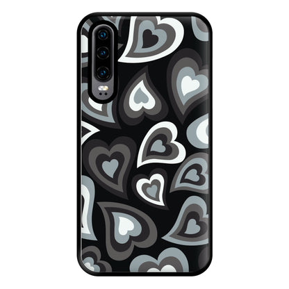 Black Hearts - Trippy Patterns Phone Case for Huawei P30