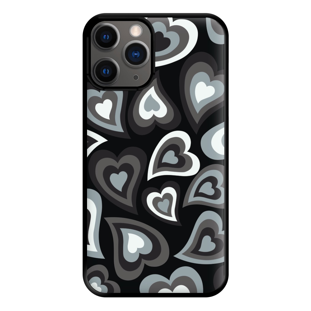 Black Hearts - Trippy Patterns Phone Case for iPhone 12 Pro Max