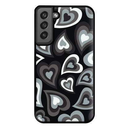 Black Hearts - Trippy Patterns Phone Case for Galaxy S21FE