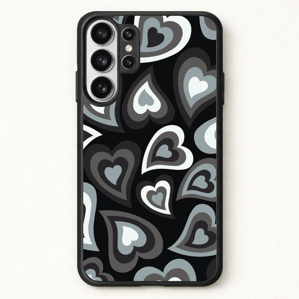 Black Hearts - Trippy Patterns Phone Case for Galaxy S26 Ultra