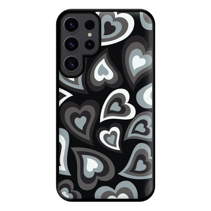 Black Hearts - Trippy Patterns Phone Case for Galaxy S23 Ultra