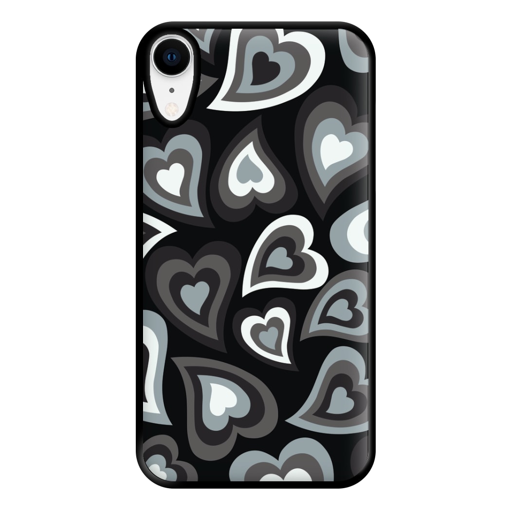 Black Hearts - Trippy Patterns Phone Case for iPhone XR