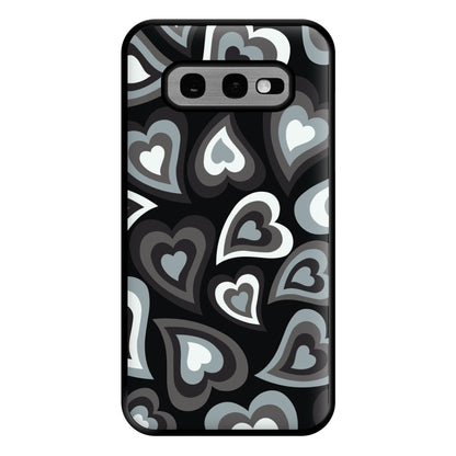 Black Hearts - Trippy Patterns Phone Case for Galaxy S10e