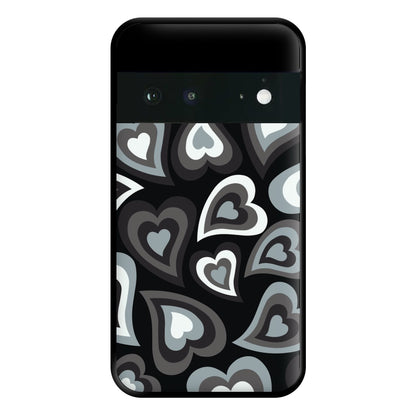 Black Hearts - Trippy Patterns Phone Case for Google Pixel 6a