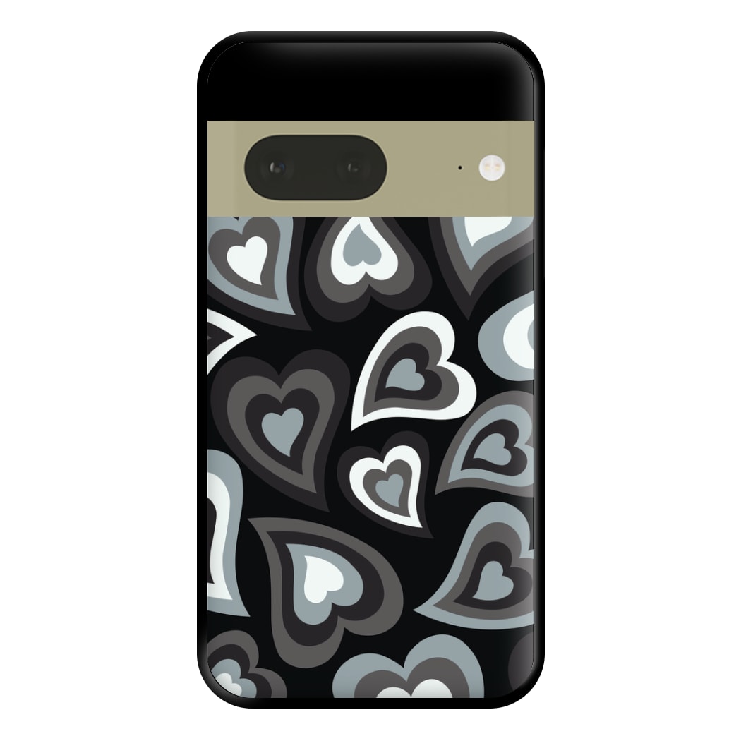 Black Hearts - Trippy Patterns Phone Case for Google Pixel 7a