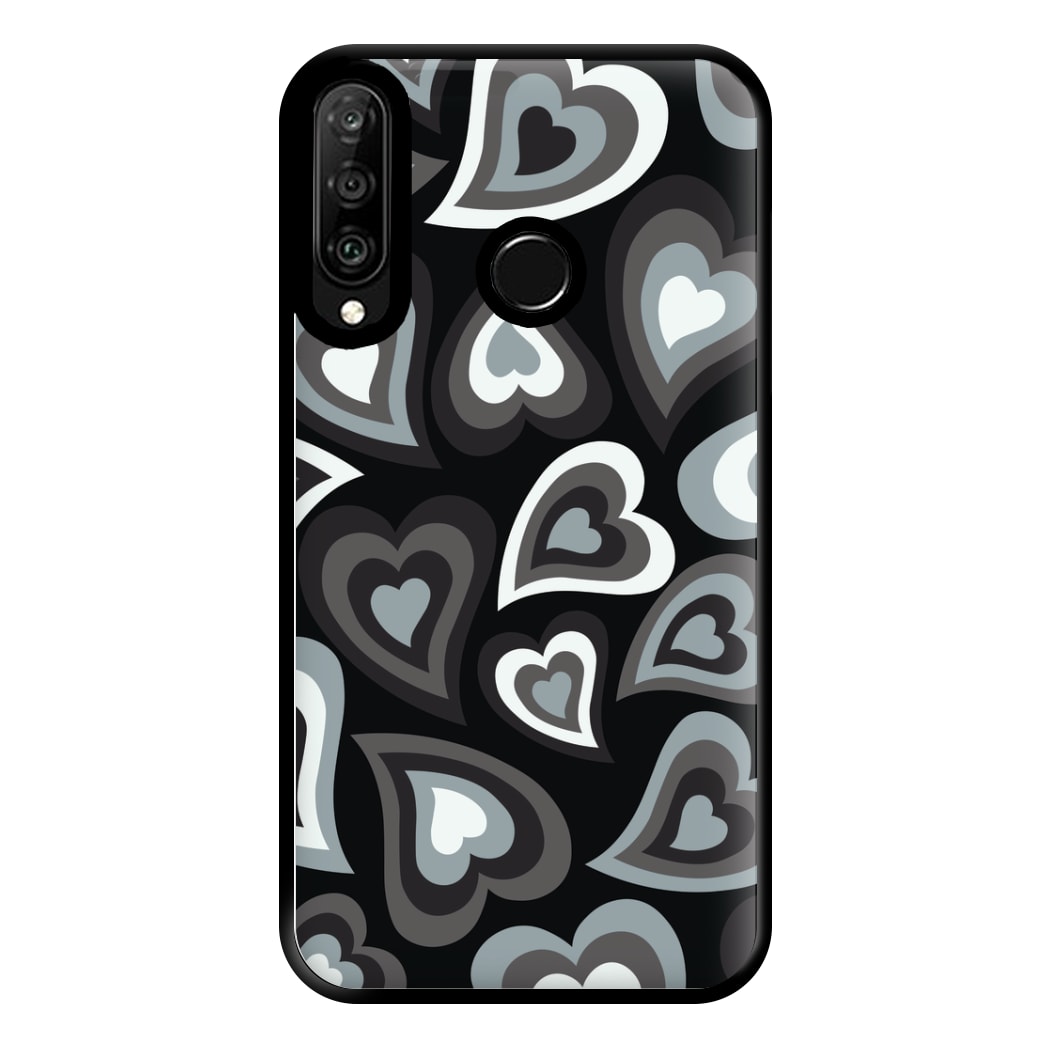 Black Hearts - Trippy Patterns Phone Case for Huawei P30 Lite