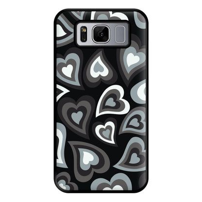 Black Hearts - Trippy Patterns Phone Case for Galaxy S8 Plus