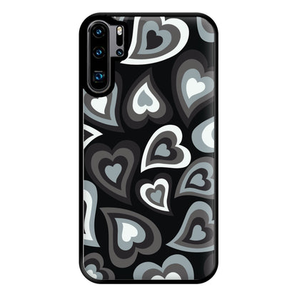 Black Hearts - Trippy Patterns Phone Case for Huawei P30 Pro