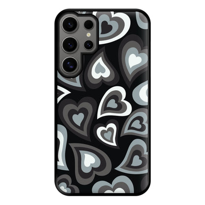 Black Hearts - Trippy Patterns Phone Case for Galaxy S24 Ultra