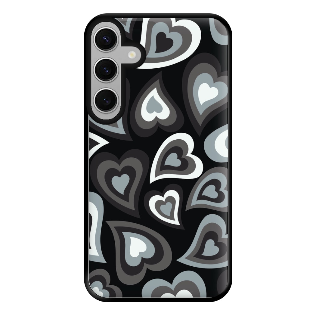 Black Hearts - Trippy Patterns Phone Case for Galaxy S24FE