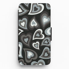 Black Hearts - Trippy Patterns Flip / Wallet Phone Case