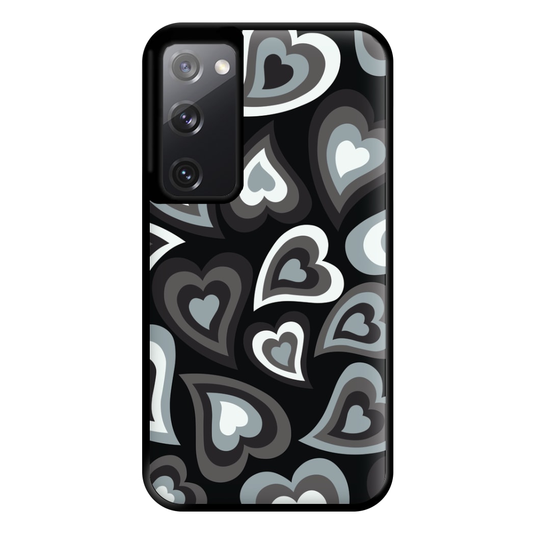 Black Hearts - Trippy Patterns Phone Case for Galaxy S20FE