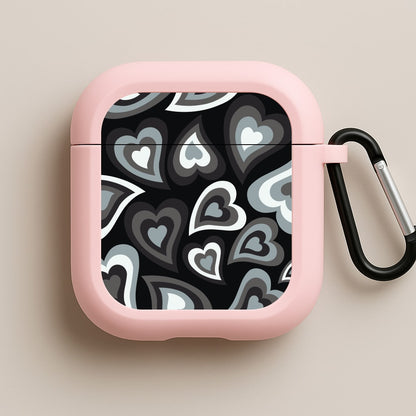 Black Hearts - Trippy Patterns Pink AirPods Case