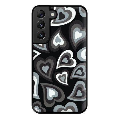 Black Hearts - Trippy Patterns Phone Case for Galaxy S22 Plus