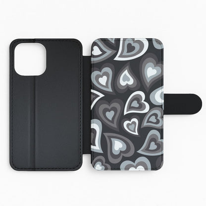 Black Hearts - Trippy Patterns Flip Phone Case