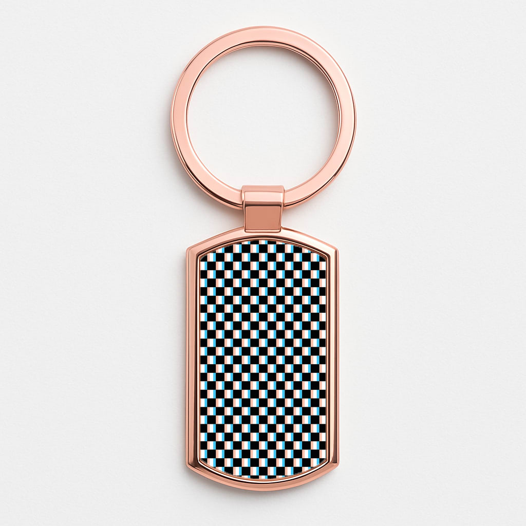 3D Squares - Trippy Patterns Rose Gold Keyring