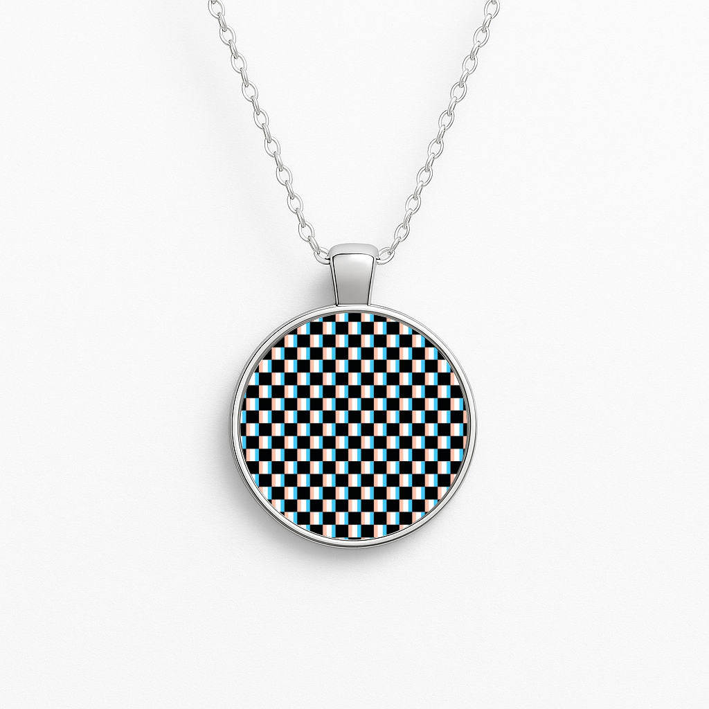 3D Squares - Trippy Patterns Circle Necklace