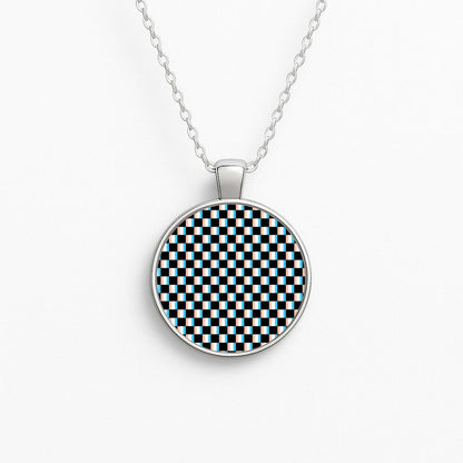 3D Squares - Trippy Patterns Circle Necklace