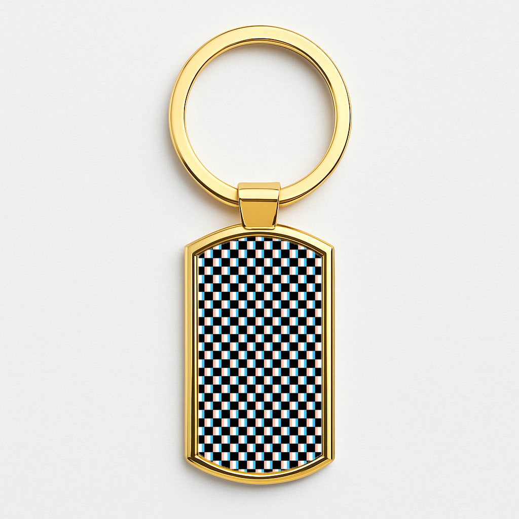 3D Squares - Trippy Patterns Gold Keyring