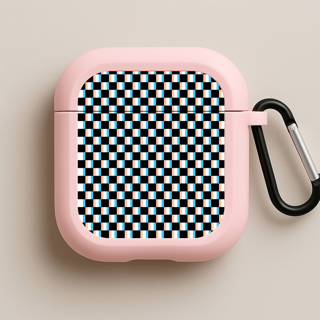 3D Squares - Trippy Patterns Pink AirPods Case