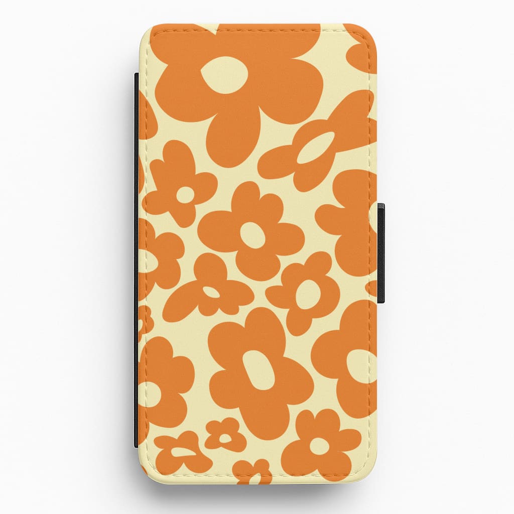 Orange Flowers - Trippy Patterns Flip / Wallet Phone Case