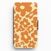 Orange Flowers - Trippy Patterns Flip / Wallet Phone Case 1