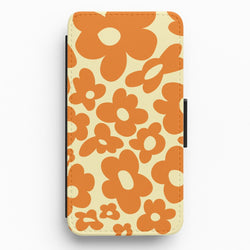 Orange Flowers - Trippy Patterns Flip / Wallet Phone Case