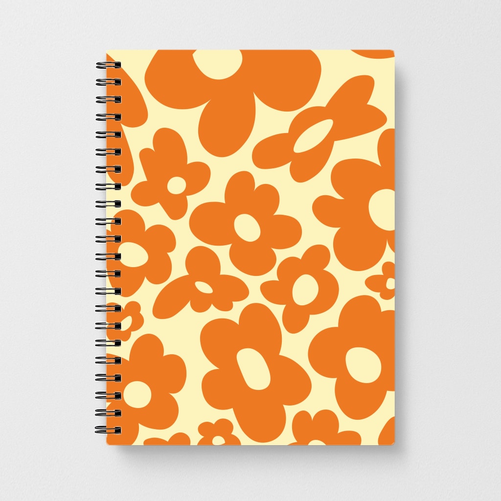 Orange Flowers - Trippy Patterns Notebook
